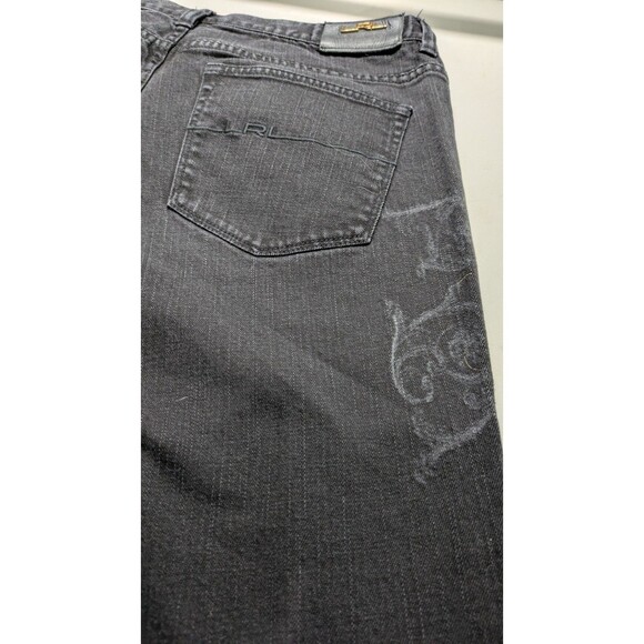 Lauren Ralph Lauren Jeans Womens 14 Black Jeans Modern Slim Gold Embroidered - Picture 7 of 11